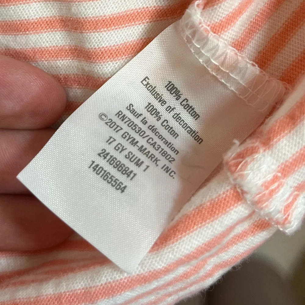 Gymboree Girls 8 White Coral Silver Striped Embroidered Tank Summer Girlie City